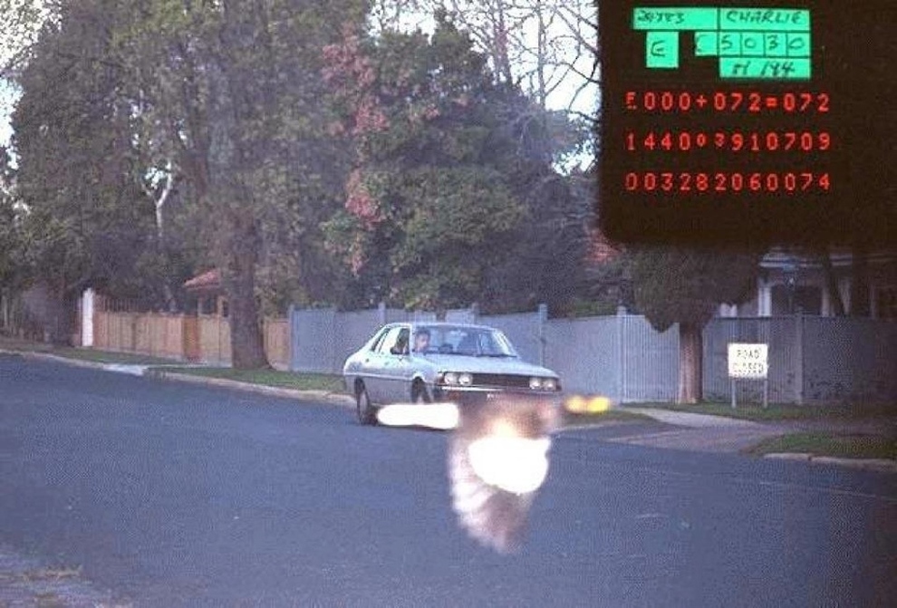 27. Un conductor con exceso de velocidad tiene suerte de que este pájaro le ayude en la foto del radar