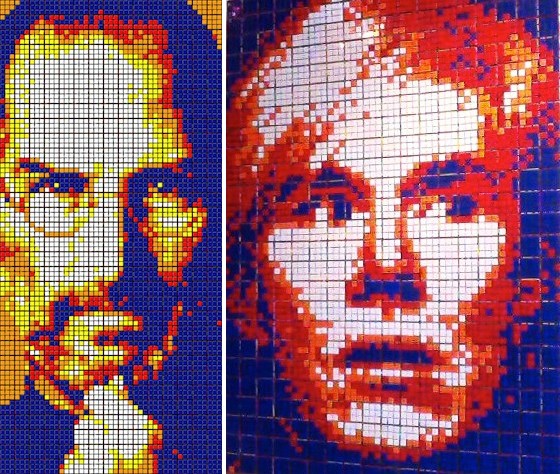 Cuadros pixelados hechos de miles de cubos de Rubik